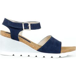 Sandałki - skóra naturalna - model 346 - kolor granatowy nubuk. Niebieskie sandały damskie Zapato, bez wzorów, ze skóry, bez obcasa, bez zapięcia. W wyprzedaży za 149,00 zł.