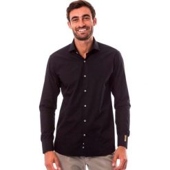 Trussardi koszula męska 28262 czarna 39. Czarne koszule męskie Trussardi, m, bez wzorów, klasyczne, z klasycznym kołnierzykiem, bez rękawów. Za 219,00 zł.