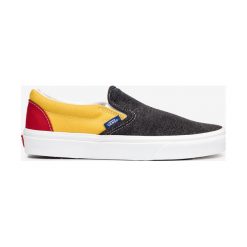 Vans Classic Slip On Buty Czarny Żółty Wielokolorowy. Żółte trampki i tenisówki damskie Vans, bez wzorów, z materiału, bez zapięcia. Za 307,95 zł.