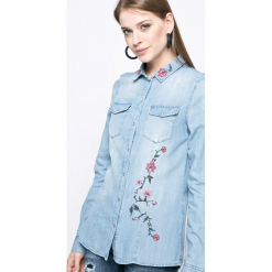 Vero Moda - Koszula. Szare bez kategorii marki Vero Moda, s, z bawełny, klasyczne, z klasycznym kołnierzykiem, z długim rękawem. W wyprzedaży za 69,90 zł.