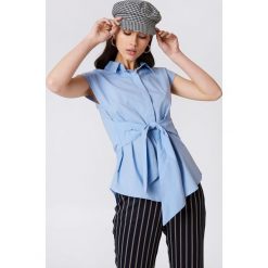 NA-KD Classic Bluzka z krótkim rękawem kimonowym - Blue. Niebieskie bluzki damskie NA-KD Classic, bez wzorów, bez kołnierzyka, z krótkim rękawem. Za 60,95 zł.