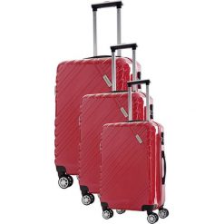 Zestaw walizek w kolorze czerwonym - 3 szt. Czerwone walizki Travel One, z materiału. W wyprzedaży za 619,95 zł.