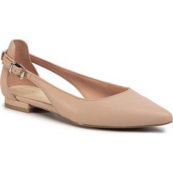 Baleriny TOMMY HILFIGER - Feminie Leather Ballerina FW0FW04759 Sndbank TRK. Różowe baleriny damskie TOMMY HILFIGER, bez wzorów, ze skóry ekologicznej, klasyczne, bez obcasa. Za 449,00 zł.