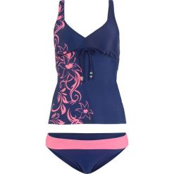 Tankini (2 części) bonprix ciemnoniebiesko-łososiowy. Niebieskie stroje kąpielowe damskie bonprix, z nadrukiem. Za 89,99 zł.