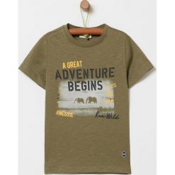OVS - T-shirt dziecięcy 104-140 cm. Zielone t-shirty chłopięce OVS, z nadrukiem, z bawełny, bez rękawów. Za 49,90 zł.