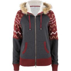 Bluza rozpinana bonprix szary melanż - czerwony kasztanowy wzorzysty. Szare bluzy damskie bonprix, melanż. Za 54,99 zł.