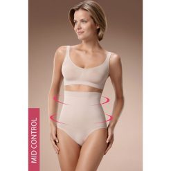Mid-Wyszczplające figi 50041-modelujące. Brązowe figi damskie marki Plie, w paski, z bawełny. Za 93,99 zł.