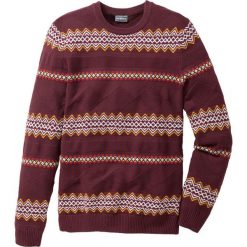 Sweter Regular Fit bonprix bordowy. Czerwone swetry klasyczne męskie bonprix, l, ze splotem. Za 89,99 zł.