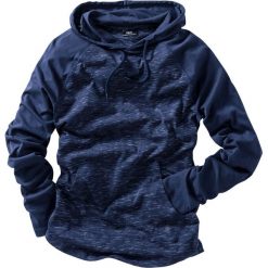 Shirt z długim rękawem z kapturem bonprix ciemnoniebiesko-biały. Niebieskie koszulki męskie bonprix, xl, bez wzorów, sportowe, z kapturem, z długim rękawem, długie. Za 54,99 zł.
