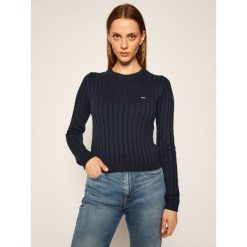 Sweter Tommy Jeans Rib DW0DW09082. Niebieskie swetry damskie Tommy Jeans, l, bez wzorów, z jeansu, klasyczne, bez rękawów, bez kaptura. Za 399,00 zł.