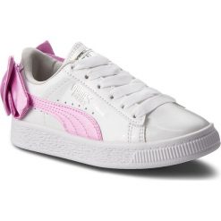 Sneakersy PUMA - Basket Bow Patent Ac Ps 367622 02 Puma White/Orchid/Gray. Białe półbuty dziewczęce Puma, bez zapięcia. W wyprzedaży za 199,99 zł.