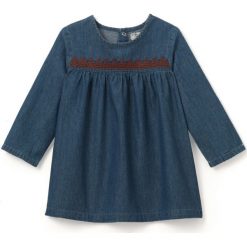 Sukienka dżinsowa z haftem 1 miesiąc - 3 lata. Szare sukienki niemowlęce marki La Redoute Collections, z haftami, z bawełny, z długim rękawem, długie, maxi. Za 69,26 zł.