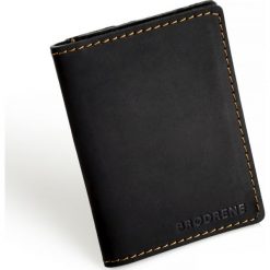 Skórzany cienki portfel slim wallet z bilonówką BRODRENE SW04 czarny - Czarny. Czarne portfele męskie Brødrene, bez wzorów, ze skóry. Za 99,99 zł.