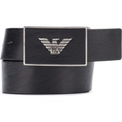 Emporio Armani Pasek Czarny. Czarne paski męskie Emporio Armani, w paski, ze skóry. Za 542,95 zł.