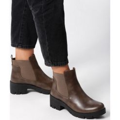 Khaki Botki Horseradish. Brązowe botki damskie Born2be, na jesień, na niskim obcasie, na płaskiej podeszwie, bez zapięcia. Za 99,99 zł.