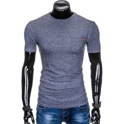 T-shirty męskie: T-SHIRT MĘSKI BEZ NADRUKU S885 – GRANATOWY
