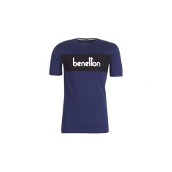 T-shirty z krótkim rękawem Benetton CLYDE. Niebieskie t-shirty męskie Benetton, s, bez wzorów, bez kołnierzyka, krótkie. Za 89,00 zł.