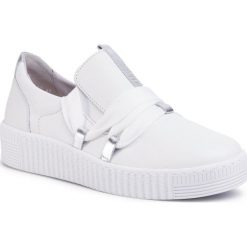Sneakersy GABOR - 43.333.21 Weiss/Lamina. Białe półbuty damskie Gabor, na co dzień, bez wzorów, ze skóry, bez obcasa, na płaskiej podeszwie, bez zapięcia. Za 449,00 zł.