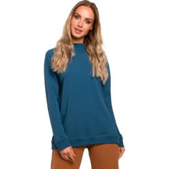 Bluza oversize gładka - morska. Zielone bluzy damskie Moe, z elastanu, bez kaptura. W wyprzedaży za 149,00 zł.