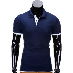 KOSZULKA MĘSKA POLO BEZ NADRUKU S758 - GRANATOWA. Niebieskie koszulki polo Ombre Clothing, m, z nadrukiem. Za 29,00 zł.