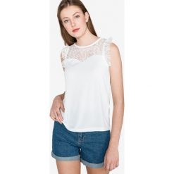 Vero Moda Alberta Top Biały. Białe podkoszulki damskie Vero Moda, s, w koronkowe wzory, z elastanu, bez rękawów. Za 97,95 zł.