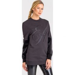 BLUZA EMPORIO ARMANI. Czarne bluzy damskie Emporio Armani, z haftami, z bawełny, bez rękawów, bez kaptura. Za 819,00 zł.