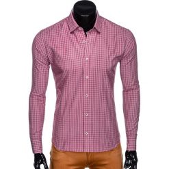 KOSZULA MĘSKA W KRATĘ Z DŁUGIM RĘKAWEM K446 - CZERWONY. Czerwone koszule męskie marki Ombre Clothing, s, z bawełny, z długim rękawem. Za 59,00 zł.