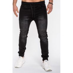 Joggery męskie: SPODNIE MĘSKIE JEANSOWE JOGGERY P481 – CZARNE