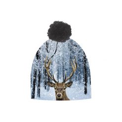 Czapka hauer DEER. Niebieskie czapki damskie Hauer, z nadrukiem, z polaru. Za 69,00 zł.