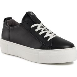 Sneakersy S.OLIVER - 5-23629-33 Black Leather 003. Czarne półbuty damskie S.Oliver, bez wzorów, ze skóry, bez obcasa, na koturnie, bez zapięcia. W wyprzedaży za 249,00 zł.