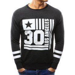 Bluzy męskie: Bluza męska z nadrukiem antracytowa (bx3362)