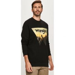 Wrangler - Bluza. Czarne bluzy męskie Wrangler, s, z nadrukiem, z bawełny, z okrągłym kołnierzem, bez rękawów, bez kaptura. Za 219,90 zł.
