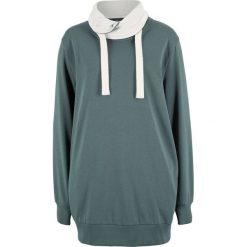 Bluza z golfem bonprix zielony eukaliptusowy - biel wełny. Zielone bluzy damskie marki bonprix, z wełny. Za 54,99 zł.