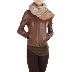 Kurtka damska. Pomarańczowe kurtki damskie Wittchen, xl, bez wzorów, ze skóry, eleganckie, bez kaptura. W wyprzedaży za 499,00 zł.