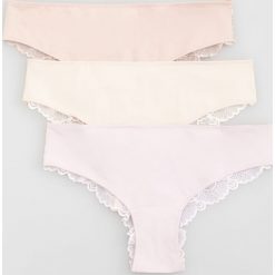 Bawełniane majtki hipster 3 pack - Kremowy. Białe majtki damskie marki Reserved, s, z bawełny. Za 49,99 zł.