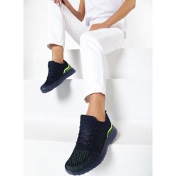 Granatowo-Zielone Buty Sportowe Sunmount. Niebieskie buty sportowe damskie Born2be, bez wzorów, sportowe, na fitness i siłownię. Za 89,99 zł.