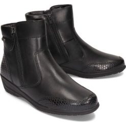 JANA TEX 26433-23 001 black, botki damskie. Czarne koturny damskie Jana, ze skóry, bez obcasa, na koturnie, na zamek. Za 319,90 zł.
