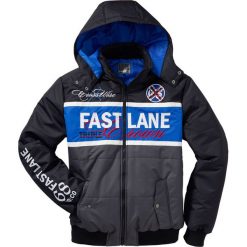 Kurtka "Regular Fit" bonprix antracytowo-lazurowy. Szare kurtki męskie bonprix, m, z aplikacjami. Za 199,99 zł.