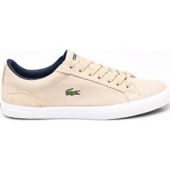Lacoste - Tenisówki. Brązowe trampki męskie marki Lacoste, z materiału, na sznurówki. W wyprzedaży za 219,90 zł.