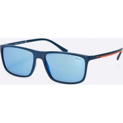 Polo Ralph Lauren - Okulary. Niebieskie okulary przeciwsłoneczne męskie marki Polo Ralph Lauren, z materiału, prostokątne. W wyprzedaży za 429,90 zł.