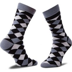 Skarpety Wysokie Unisex CUP OF SOX - Szare Skarpety W Biało Czarne Romby A Kolorowy Szary. Szare skarpetki damskie Cup of sox, bez wzorów, z elastanu. Za 24,00 zł.