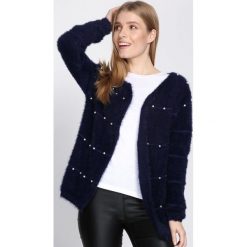 Granatowy Kardigan Splice. Niebieskie swetry damskie Born2be, xl, bez wzorów. Za 89,99 zł.