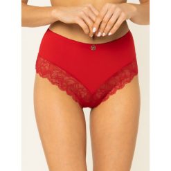 Figi klasyczne Guess Lace Insert O01E00 MC02C. Czerwone figi damskie Guess, xs, z aplikacjami, z bawełny. W wyprzedaży za 89,00 zł.
