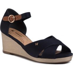 Sandały WRANGLER - Jazz Mila' WL01520A Navy 016. Niebieskie klapki damskie Wrangler, bez wzorów, ze skóry ekologicznej, bez obcasa, na obcasie. W wyprzedaży za 179,00 zł.