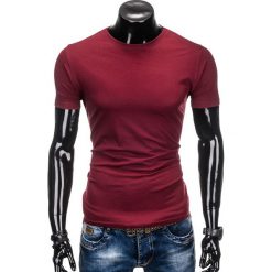 T-shirty męskie: T-SHIRT MĘSKI BEZ NADRUKU S884 – BORDOWY