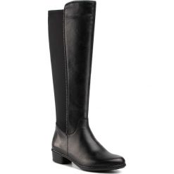 Kozaki RIEKER - Y0756-00 Schwarz. Czarne kozaki damskie Rieker, ze skóry, bez obcasa, na obcasie, bez zapięcia. W wyprzedaży za 289,00 zł.
