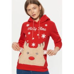 Świąteczna bluza z kapturem - Czerwony. Czerwone bluzy z kapturem damskie Cropp, l. Za 119,99 zł.