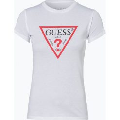 Guess Jeans - T-shirt damski, biały. Białe t-shirty damskie Guess Jeans, s, z nadrukiem, z jeansu, bez kołnierzyka. Za 129,95 zł.