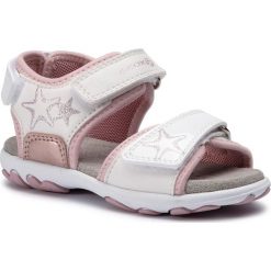 Sandały GEOX - B San.Cuore B B9290B 0AJ15 C0406 S White/Pink. Białe sandały dziewczęce Geox, ze skóry ekologicznej, bez zapięcia. W wyprzedaży za 139,00 zł.