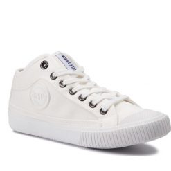 Trampki BIG STAR - DD274909 White. Białe półbuty damskie BIG STAR, bez wzorów, z gumy, bez zapięcia. W wyprzedaży za 109,00 zł.